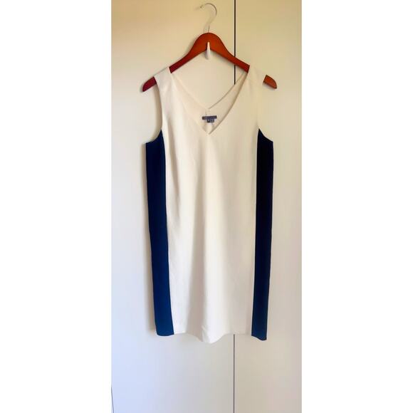 Women's Vince Shift Dress Size Medium White Black Modern Minimalist Work - Picture 2 of 12